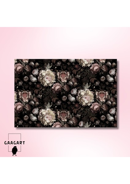 Tekli Yatay Kanvas Duvar Tablosu Kahverengi Temalı Çiçekler modelleri