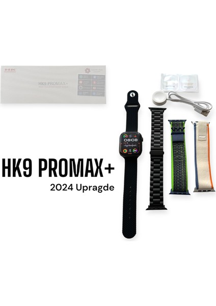 Hk9 Promax+ 4 Kordon Akıllı Saat ( Yeni 2024) Siyah Android ve Ios Uyumlu