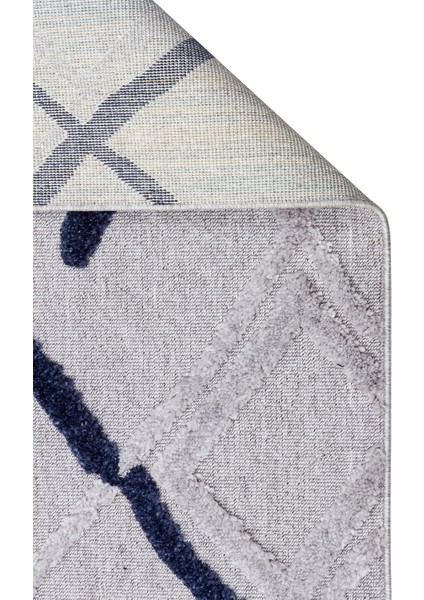 Tabasco Serisi Etnik Desenli Oturma Odası Salon Koridor Modern Iskindinav Halı Tab 03 Grey Navy