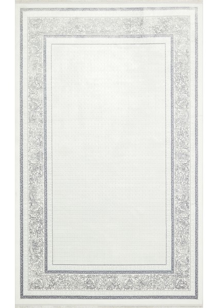 Smooth Yıkanabilir Kaymaz Parlak Oturma Odası Salon Koridor Ince Dokuma Modern Halı 102 Grey Xw