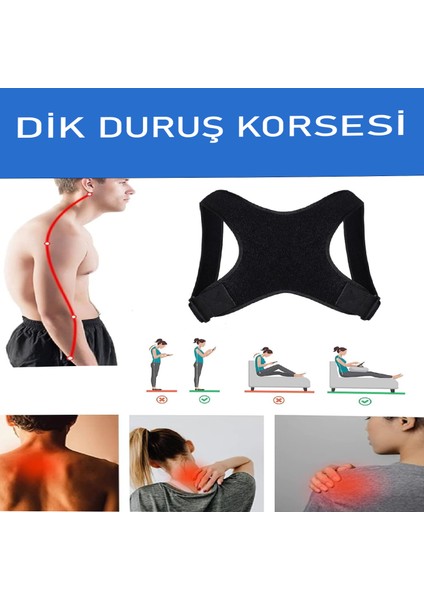 Dik Duruş Korsesi Bel Sırt Omuz Erkek Kadın Kambur Önleyici Korse