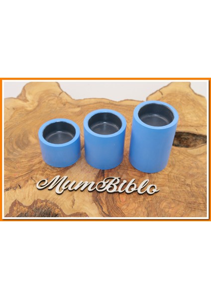 Tealight Mumluk Üçlü Set Açık Mavi Renk