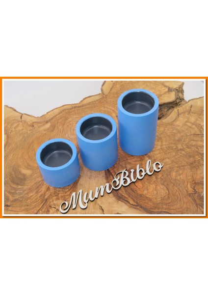 Tealight Mumluk Üçlü Set Açık Mavi Renk
