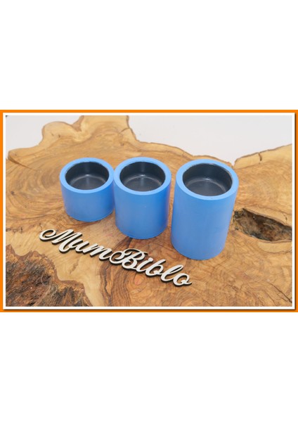 Tealight Mumluk Üçlü Set Açık Mavi Renk