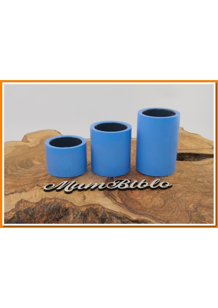 Tealight Mumluk Üçlü Set Açık Mavi Renk