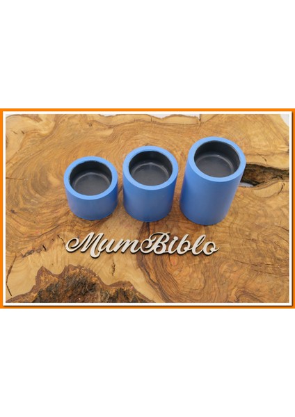 Tealight Mumluk Üçlü Set Açık Mavi Renk