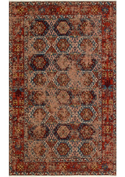 Kapadokya Antik Desenli Oturma Odası Salon Mutfak Koridor Yıkanabilir Kaymaz Tabanlı Kilim 03 Multy