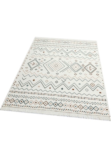 Maya %100 Naturel Pamuk Yıkanabilir Çift Taraflı Oturma Odası Mutfak Koridor Modern Kilim 05BEIGEBLU