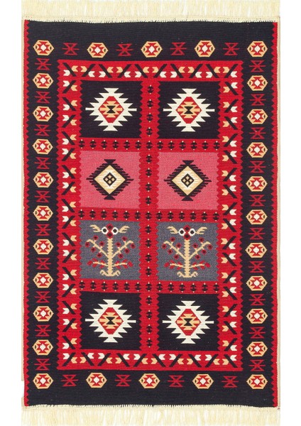 Maya %100 Naturel Pamuk Yıkanabilir Çift Taraflı Oturma Odası Mutfak Koridor Modern Kilim 28 Red