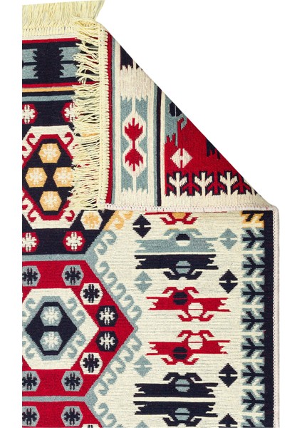 Maya %100 Naturel Pamuk Yıkanabilir Çift Taraflı Oturma Odası Mutfak Koridor Modern Kilim 30 Red