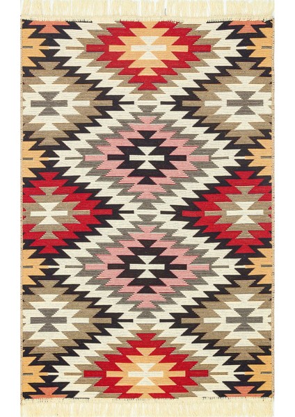 Maya %100 Naturel Pamuk Yıkanabilir Çift Taraflı Oturma Odası Mutfak Koridor Modern Kilim 33 Red