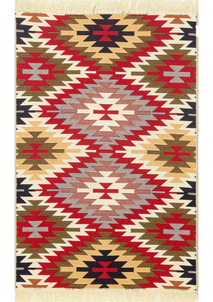 Maya %100 Naturel Pamuk Yıkanabilir Çift Taraflı Oturma Odası Mutfak Koridor Modern Kilim 33 Red