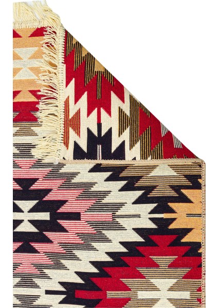 Maya %100 Naturel Pamuk Yıkanabilir Çift Taraflı Oturma Odası Mutfak Koridor Modern Kilim 33 Red