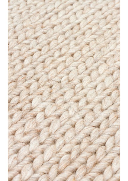 Woolstar %100 Naturel Kazak Desenli Salon Oturma Odası Koridor Antre El Dokuma Örgü Halı Beıge