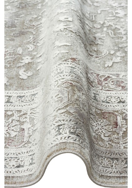 Golden Serisi %100 Naturel Yumuşak Dokulu Vintage Esintilere Sahip Sık Dokuma Salon Halısı 02 Grey