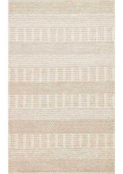 Woolstar %100 Naturel Kazak Desenli Salon Oturma Odası Koridor Antre El Dokuma Örgü Halı J352 Beıge