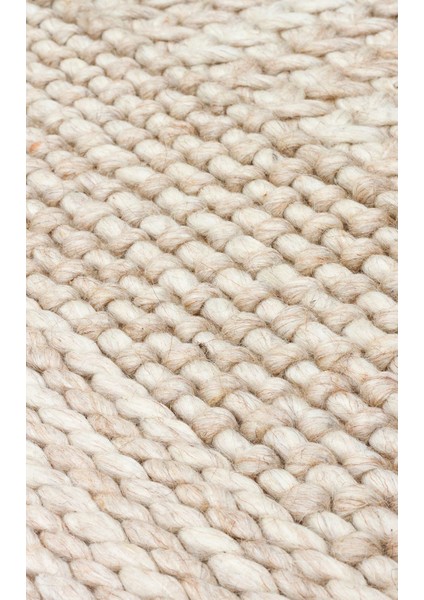 Woolstar %100 Naturel Kazak Desenli Salon Oturma Odası Koridor Antre El Dokuma Örgü Halı J352 Beıge
