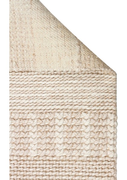 Woolstar %100 Naturel Kazak Desenli Salon Oturma Odası Koridor Antre El Dokuma Örgü Halı J352 Beıge
