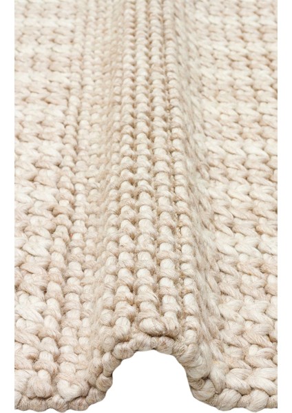 Woolstar %100 Naturel Kazak Desenli Salon Oturma Odası Koridor Antre El Dokuma Örgü Halı J352 Beıge
