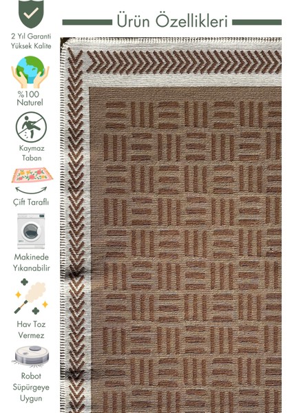 Maya Neo %100 Naturel Pamuk Yıkanabilir Çift Taraflı Oturma Odası Mutfak Koridor Modern Kilim 3brwh