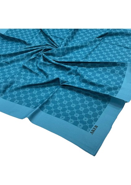 Elegance Monogram Eşarp - Mavi 924