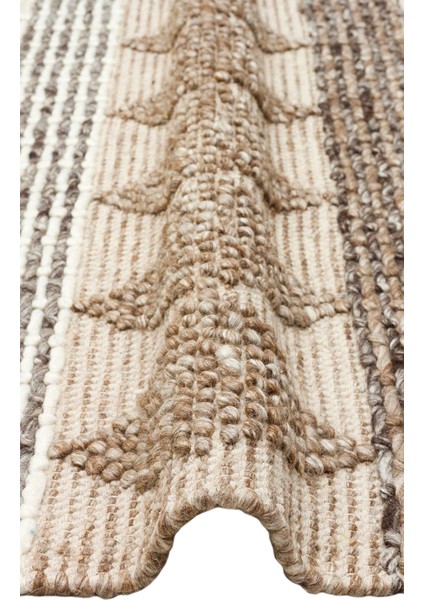 Woolstar %100 Naturel Kazak Desenli Salon Oturma Odası Koridor Antre El Dokuma Örgü Halı Jd 01 Grey