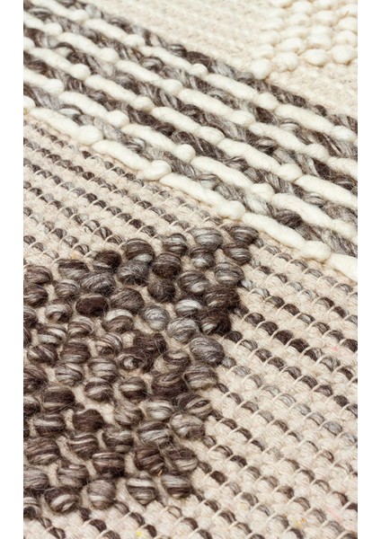 Woolstar %100 Naturel Kazak Desenli Salon Oturma Odası Koridor Antre El Dokuma Örgü Halı Jd 01 Grey