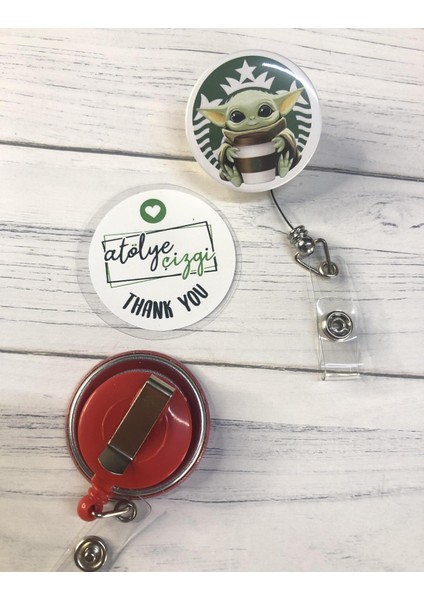 Atölye Çizgi Baby Yoda Grogu Starbucks Yoyo Yaka Kartlığı Kart Tutucu Yoyo