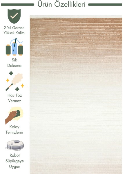 Pasific Serisi Eskitme Desenli Salon Oturma Odası Koridor Antre Modern Halı 16 Cream Vızon Xw