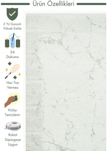 Pasific Serisi Eskitme Desenli Salon Oturma Odası Koridor Antre Modern Halı 20 Cream Grey Xw