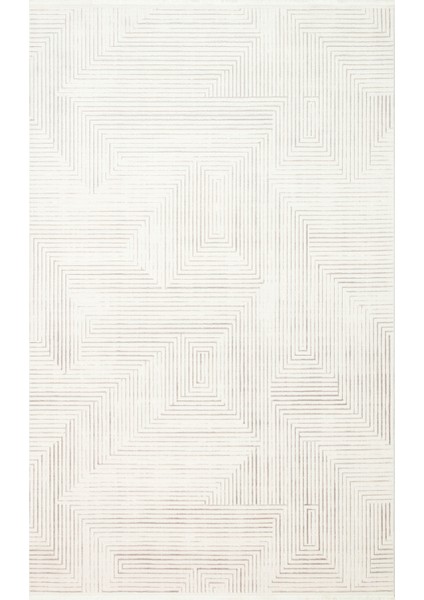 Kylie Serisi Salon Oturma Odası Koridor Antre Parlak ve Sade Modern Halı 02 Cream Grey