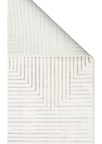 Kylie Serisi Salon Oturma Odası Koridor Antre Parlak ve Sade Modern Halı 02 Cream Grey