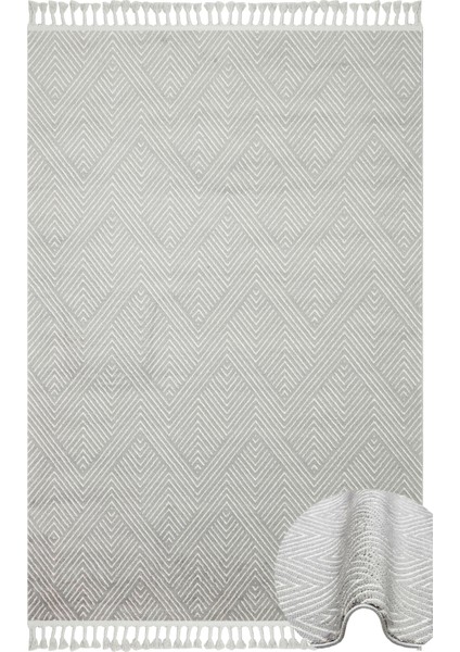 Lounge Serisi Etnik Desenlere Sahip Salon Oturma Odası Koridor Yumuşak Modern Halı 01 Grey Whıte