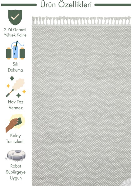 Lounge Serisi Etnik Desenlere Sahip Salon Oturma Odası Koridor Yumuşak Modern Halı 01 Grey Whıte