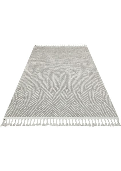 Lounge Serisi Etnik Desenlere Sahip Salon Oturma Odası Koridor Yumuşak Modern Halı 01 Grey Whıte