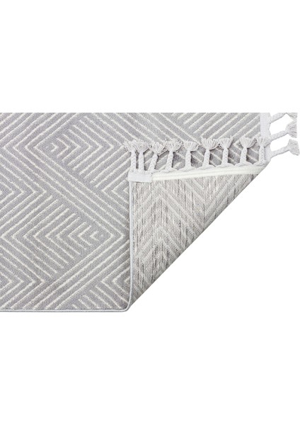 Lounge Serisi Etnik Desenlere Sahip Salon Oturma Odası Koridor Yumuşak Modern Halı 01 Grey Whıte