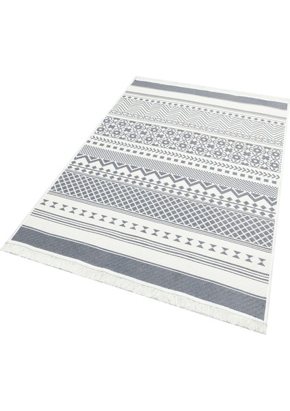 Maya %100 Naturel Pamuk Yıkanabilir Çift Taraflı Oturma Odası Mutfak Koridor Modern Kilim 07 Grey