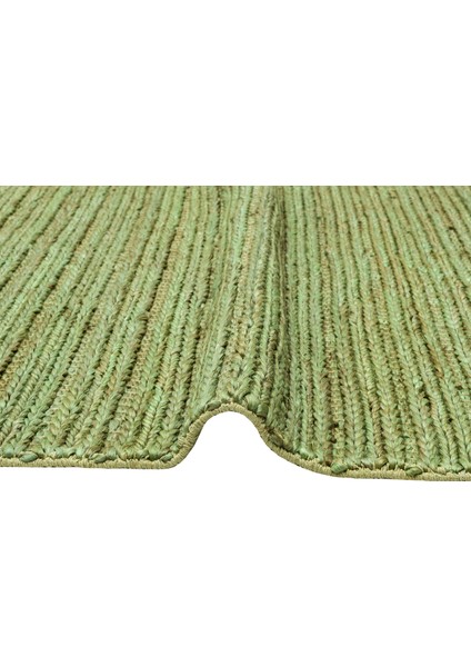 Knit Jüt %100 Naturel Oturma Odası Koridor Antre Mutfak Balkon El Dokuma Halı Trıple Green Xw