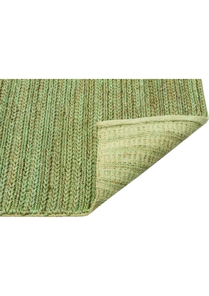 Knit Jüt %100 Naturel Oturma Odası Koridor Antre Mutfak Balkon El Dokuma Halı Trıple Green Xw