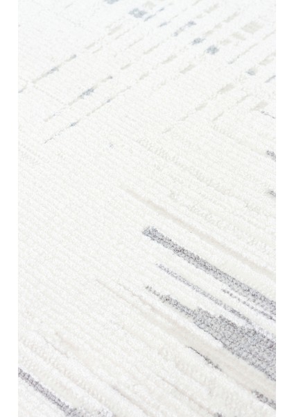Kylie Serisi Salon Oturma Odası Koridor Antre Parlak ve Sade Modern Halı 01 Cream Grey