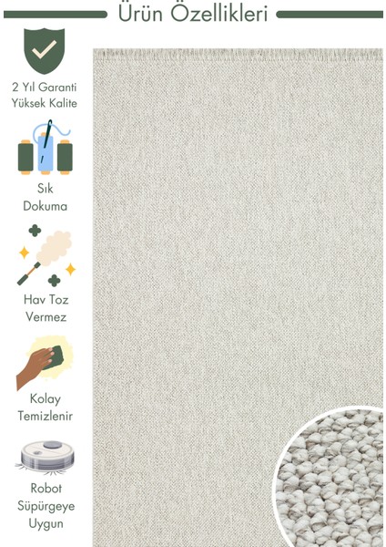 Iskandinav Serisi Hasır Dokuma Oturma Odası Koridor Antre Mutfak Modern Halı Plaın Grey