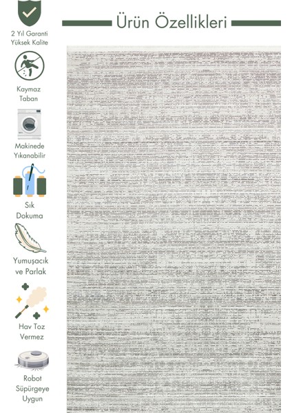 Smooth Yıkanabilir Kaymaz Parlak Oturma Odası Salon Koridor Ince Dokuma Modern Halı 101 D.grey Xw