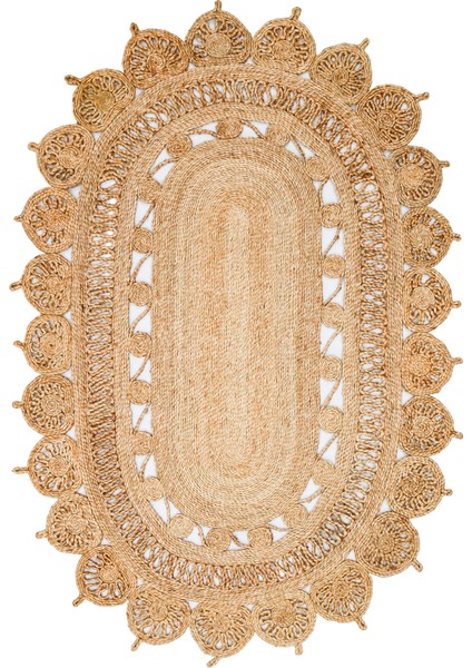 Only Jüt Yuvarlak ve Oval %100 Naturel Oturma Odası Antre Mutfak Balkon El Dokuma Halı CA109NATXW