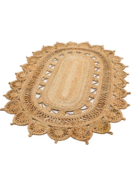 Only Jüt Yuvarlak ve Oval %100 Naturel Oturma Odası Antre Mutfak Balkon El Dokuma Halı CA109NATXW