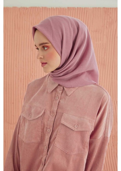 Düz Pamuk Eşarp - Koyu Pudra