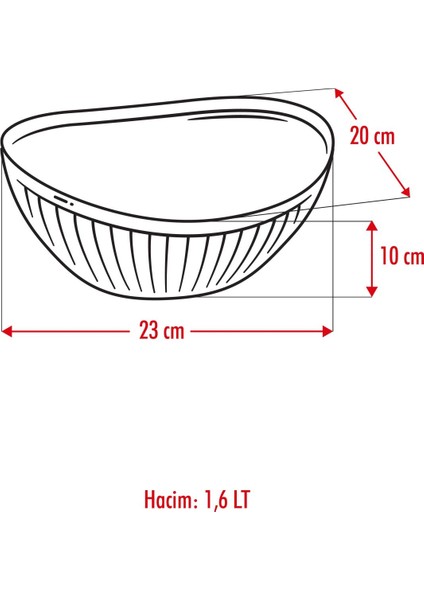 Akrilik Barok Orta Boy Oval 1,6 Litre Meyve & Salata Kasesi & Karıştırma Kabı