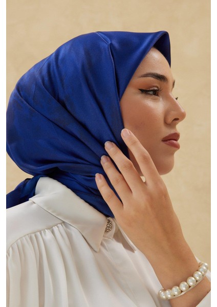 Desenli Shiny Eşarp - 8647 - Saks