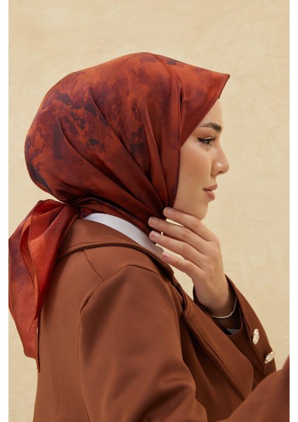 Desenli Shiny Eşarp - 8647 - Kiremit