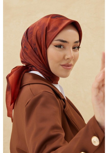 Desenli Shiny Eşarp - 8647 - Kiremit