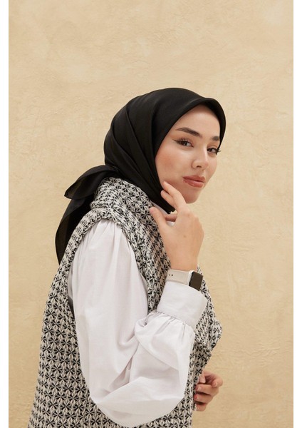 Düz Shiny Eşarp - Siyah fiyatları